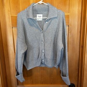 Abercrombie & Fitch Gray Ribbed Cardigan